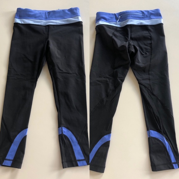 lululemon athletica Pants - Lululemon Blue Striped WunderUnder Size 4